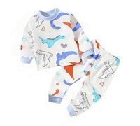 Pigiama a Maniche Lunghe per Ragazzi 2 Pz Set 2025 Casa con Girocollo Lunga Intimo Termico Bambino Caldo Cotone Morbida Accogliente Delicato sulla Pelle Elegante