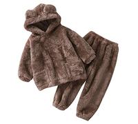 Pigiama a Maniche Lunghe per Ragazzi Bambino Morbido Due Pezzi Biancheria Intima Termica Autunnale Invernale Ragazzo Pigiami Set Caldo Cotone Comoda Manica Lunga Bambini e 2