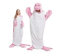 Pigiama a tutina con animale adulto unisex,coperta da notte indossabile con pinguino coccodrillo/squalo,Tutina con Animali dei Cartoni,costumi di Halloween interi pigiami da festa (Crocodile-Pink,XL)
