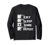 Pigiama Anime 18+ Otaku Relax Cosplay Mangia Sonno Ripeti Maglia a Manica