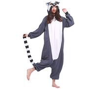 Pigiama Anime Cosplay Halloween Costume Kigurumi Attrezzatura Adulto Animale Onesie Unisex, Ring Lemur Anello per Altezze da 140 a 187 cm