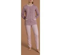 PIGIAMA APERTO RAGNO DONNA DU11N6 100% COTONE AUTUNNO INVERNO LETTO NOTTE BOTTON
