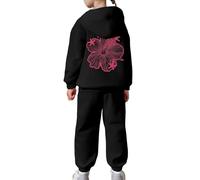 Pigiama Autunno per Ragazzi e Ragazze Girl Set di Tuta Carina per Bambine Ginnastica Manica Lunga Jogging Set Caldo Cotone Tute Vestiti Invernali Bimba Regalo Tinta Unita Felpa e Pantaloni