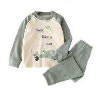 Pigiama Bambina 5 Anni - da Notte A Maniche Lunghe con Personaggio Caldo E Morbido Coordinato per Fratelli 6 Mesi E 8 Anni Quotidiano (Green 4-5 Years)