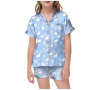 Pigiama Bambina,Pigiami Due Pezzi da Ragazza er Adolescenti Abbigliamento per Bambina Set Camicia Notte abbottonata Morbido di Pantaloni Bambino Ragazze 2-8 Anni