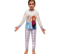 Pigiama Bambina Ragazza Frozen in Caldo Cotone Lungo 1788 (Panna/Lilla, 9/10 Anni)