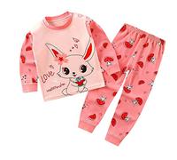 Pigiama Bambina Sets Unisex Ragazza Due Pezzi Bambini Pigiama a Maniche Lunghe Stampa di Cartoni Animati Tuta Bambini Completo Neonata Pigiama per Bimba 0-4 Anni (K, 12-18 Months)