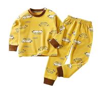 Pigiama Bambino 8 Anni - Completo Autunnale per con Maniche Lunghe E Pantaloni Lunghi Abbigliamento da Casa Biancheria Intima con Colletto Aperto (Yellow 2-3 Years)