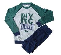 Pigiama bambino ragazzo lungo caldo cotone invernale Everlast 10 12 14 16 anni