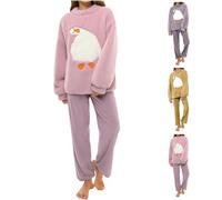 Pigiama caldo in pile per le donne set pigiama da donna in pile set pigiama a maniche lunghe inverno caldo pigiama ispessito felpato loungewear 2 pezzi set pigiama petite pigiama invernale a maniche
