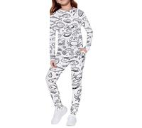 Pigiama colorato per bambini Pigiama per ragazzi Dinosauro Set Ragazze Fai da te Dipinto a Mano Pjs Colorazione Sleepwear 2 pezzi Outfit Loungewear Autunno Inverno Camicie a maniche lunghe Joggers