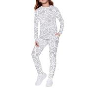 Pigiama colorato per bambini Pigiama per ragazzi Dinosauro Set Ragazze Fai da te Dipinto a Mano Pjs Colorazione Sleepwear 2 pezzi Outfit Loungewear Autunno Inverno Camicie a maniche lunghe Joggers