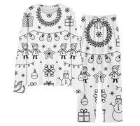 Pigiama colorato per bambini Set di pigiama natalizio per ragazzi ragazze fai da te dipinto a mano pigiami da colorare natalizio 2 pezzi abbigliamento da casa autunno inverno camicie a maniche lunghe