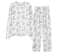 Pigiama colorato per bambini Set di pigiama natalizio per ragazzi ragazze fai da te dipinto a mano pigiami da colorare natalizio 2 pezzi abbigliamento da casa autunno inverno camicie a maniche lunghe