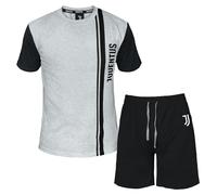 Pigiama Juventus Corto Grigio Estivo Ragazzo Uomo Ufficiale Homewear Maglia Mezza Manica e Pantaloncino Tuta Cotone 3005, M