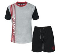 hermet Pigiama Milan Corto Grigio Estivo Ragazzo Uomo Ufficiale Homewear Maglia Mezza Manica e Pantaloncino Tuta Cotone 2035, XL