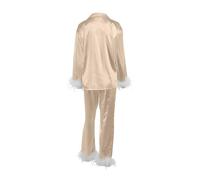 Pigiama con bottoni per le donne, abbigliamento da notte con bottoni, comodo set di pigiama da notte con finiture in raso, abbigliamento per la casa champagne
