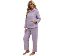 Pigiama con Cappuccio in Peluche per Donna Biancheria da Notte Calda Set Pigiama in Peluche con Cappuccio Vestiti da Notte da Donna - Pigiama in Peluche a Lunga Eco-Friendly della Pelle, Come