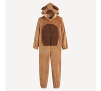Pigiama con cappuccio, motivo a cagnolini, in pile Beige 3 anni - 94 cm Tinta unita