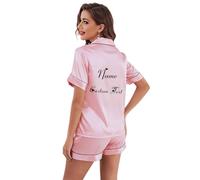 Pigiama con Nome Personalizzato Testo Personalizzato Morbido Pigiama Casual A Maniche Corte da Donna