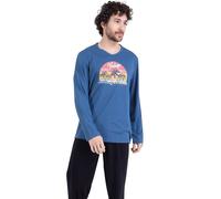 Pigiama con scollo rotondo e stampa davanti Blu XXL