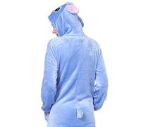 Pigiama copripiumino calda blu caldo in flanella one piece M 161-170cm, con cappuccio, indumento da notte