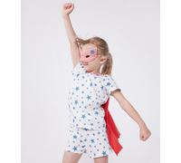 Pigiama corto bambino da travestimento in cotone con mantello fosforescente bianco MARSHMALLOW,bianco MULTICO 140cm