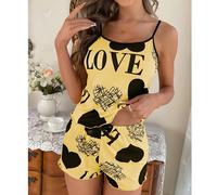 Pigiama corto da donna LO-30758 - Giallo / M KP30758