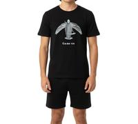Pigiama corto da ragazzo, morbido jersey singolo, 100% cotone, in diversi disegni e con pantaloni a forma di bermuda, Nero - Game On, 164