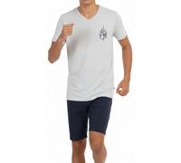 Pigiama corto da ragazzo, morbido jersey singolo in 100% cotone e pantaloni a forma di bermuda, Grigio, 176 cm