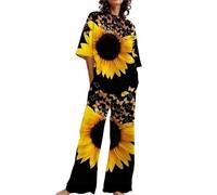 Pigiama Corto Donna Cotone Pigiama Sanitario Donna Camicia Adatta da O Collo Ampio A Maniche Corte con Stampa Floreale con Pantaloni Taglia Grande 2 Seta da Black XXXXL
