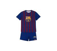 Pigiama Corto FC Barcelona da Uomo, 2 Pezzi, Maglietta e Pantaloncini, Blu e Bordeaux, 100% Cotone Single Jersey, Licenza Ufficiale Barça 1899, Taglia XXL, per Estate e Riposo