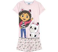 Pigiama corto Gabby's Dollhouse - Rosa e bianco - Taglia 5 anni - Pigiama bambino - 100% cotone 145 g/m² - Stampa Gabby e pantalone a zampa - Prodotto originale disegnato in Spagna