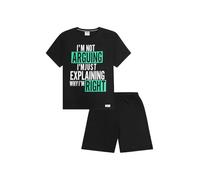 Pigiama corto in cotone per ragazzi con scritta "I'm Not Arguing I'm Just Explaining Why I'm Right", Nero , 14-15 Years