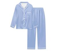 Pigiama Cotone Donna Lungo, Pigiama Donna Bottoni Davanti Stampa Casual con Bottoni a Pois sul Risvolto Leggero Pigiama Set Pantaloni Lunghe Morbidi Pigiama Invernale Donna per La Notte