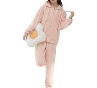 Pigiama Cotone Donna Pigiama Donna Cotone Corto da in Flanella Autunno E Inverno in Pile di Corallo Spesso Taglie Forti Set da Casa Due Pezzi Caldo Pk1 M
