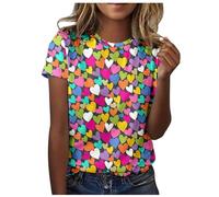 Pigiama Cotone Lungo Leggero Stampa 3D Rotonda Primavera-Estate da Donna alla Moda per Il Tempo Libero Maglia Corta Top