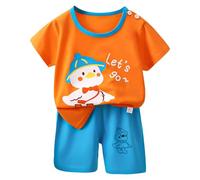 Pigiama Cotone Manica Corta per Bambino Due Pezzi Pigiami Set, Estivo Ragazzi Stampa Animalier Pigiami Pantaloni Corti + T Shirt per 0-6 Anni