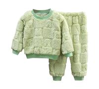 Pigiama da bambina invernale a maniche lunghe, con stampa a pigiami, pantaloni 2 pezzi, abbigliamento da neonato, verde, 3-4 Jahre