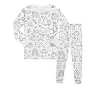 Pigiama da colorare Bambini con Stampa A Cartoni,Pigiama colorabile da Casa in Due Pezzi, Maglietta a Maniche Lunghe E Pantaloni Pigiama Anime per Ragazzi Ragazze Pigiama Natale Bambina