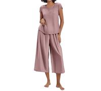 Pigiama da donna a maniche corte, set pigiama da donna in 2 pezzi, Caff, 4XL
