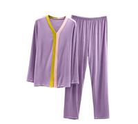 Pigiama da donna a maniche lunghe, in modal, per autunno e inverno | Tuta da donna morbida e calda, multicolore, pigiama morbido e largo, per la casa, due pezzi