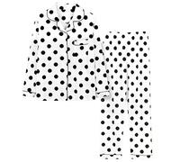 Pigiama da donna a maniche lunghe, sottile, in cotone, a quadretti, biancheria da notte, 2 pezzi, con bottoni, pantaloni lunghi, elegante, pigiama a gamba larga, comodo abbigliamento per la casa