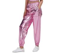 Pigiama da donna a quadri, tinta unita, taglie forti, pantaloni da donna, in stile street-trendy, con stampa dorata, stile sportivo, in pelle chiara, largo, performance, 36/38, Colore: rosa., M