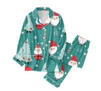 Pigiama da donna Autunno Inverno Carino Natale Stampe Pigiama Pantaloni Lunghi Set Morbido Comodo Night Wear Scollo a V Lounge Wear Pantaloni Con Tasche Carino Due Pezzi Pigiama Indossare, Viola
