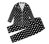 Pigiama da donna Autunno Inverno Stampe Tessuto Morbido Modello Moda Pantaloni Lunghi Set Morbido Comodo Night Wear Scollo a V Lounge Wear Carino Due Pezzi Pigiama Wear, Grigio scuro, S