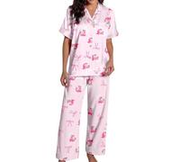 Pigiama da donna con motivo natalizio - Pigiama in due pezzi con stampa Schiaccianoci e albero di Natale, accogliente biancheria da notte per le vacanze, Stil_i02 rosa, S