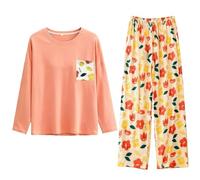 Pigiama da donna con stampa floreale, a maniche lunghe, set da 2 pezzi | Maniche lunghe e fondo intero, top pullover e pantaloni a gamba larga, abbigliamento casual per la casa da indossare tutti i
