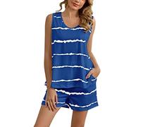 Pigiama da donna corto da donna, estivo, set da 2 pezzi, con top, senza maniche e pantaloncini, pigiama corto a quadri, pigiama, Blu, XL