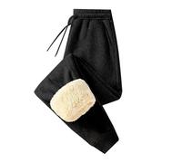 Pigiama da donna, corto, pigiama, pantaloni corti, pantaloni lunghi, flanella, costume lungo sopra il ginocchio, 3/4, collant invernali colorati, in cotone, pantaloni in pile spessi, Nero , 4XL
